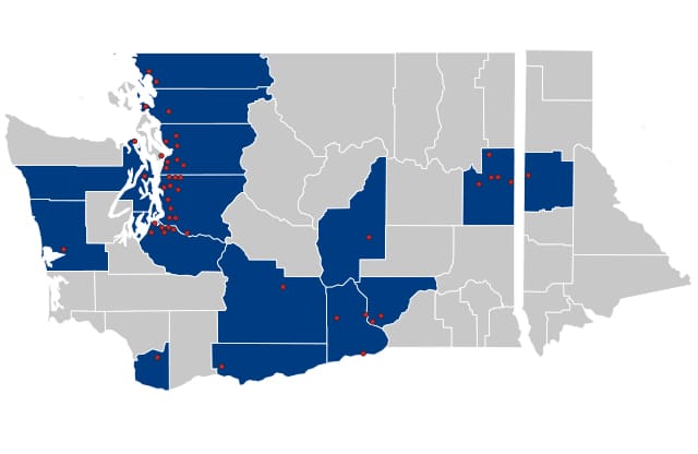 Washington State map of AJAC employers