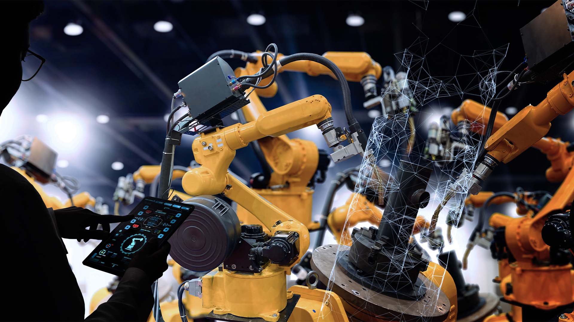 Operations in a manufacturing setting with robotics and artificial intelligence.