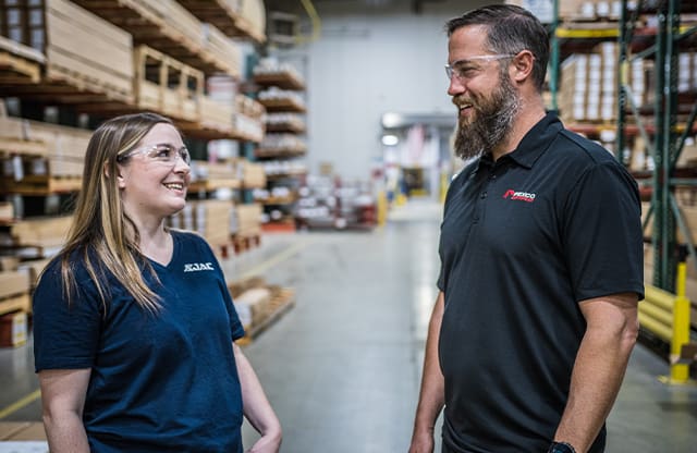 Heather Collins from AJAC and Andrew Norman from Pexco Aerospace discuss training programs at Pexco Aerospace