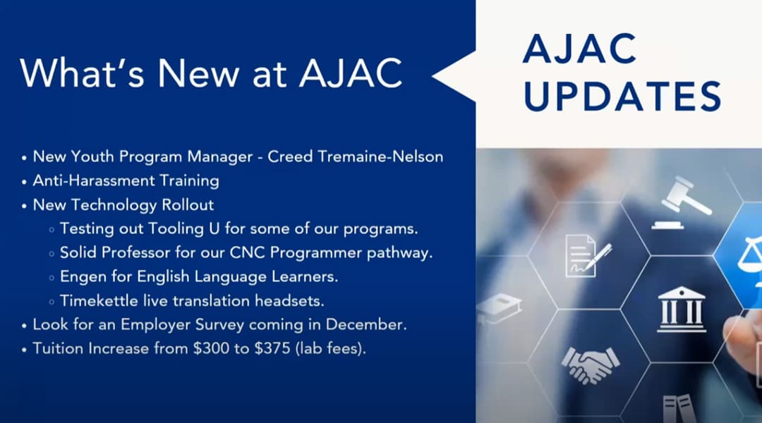 AJAC gives a live webinar on apprenticeship program updates