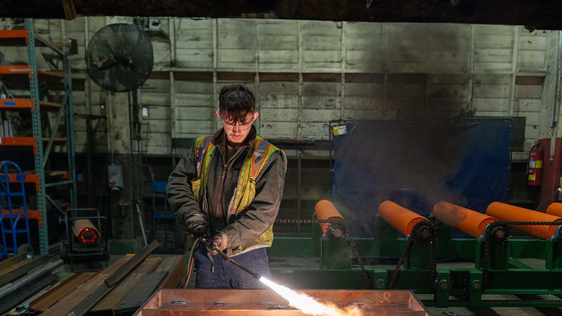 AJAC apprentice from Sierra Pacific Industries works on the shop floor during his youth apprenticeships