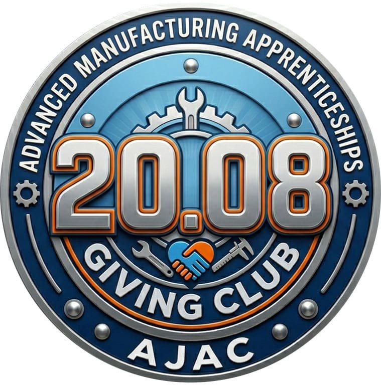 The 20.08 Giving Club invites you to donate $20.08 a month to support apprenticeship training, employer partnerships, and career advancement opportunities.